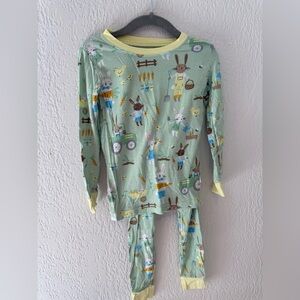 Little Sleepies Bunny Farm Pajama Set - Light Green